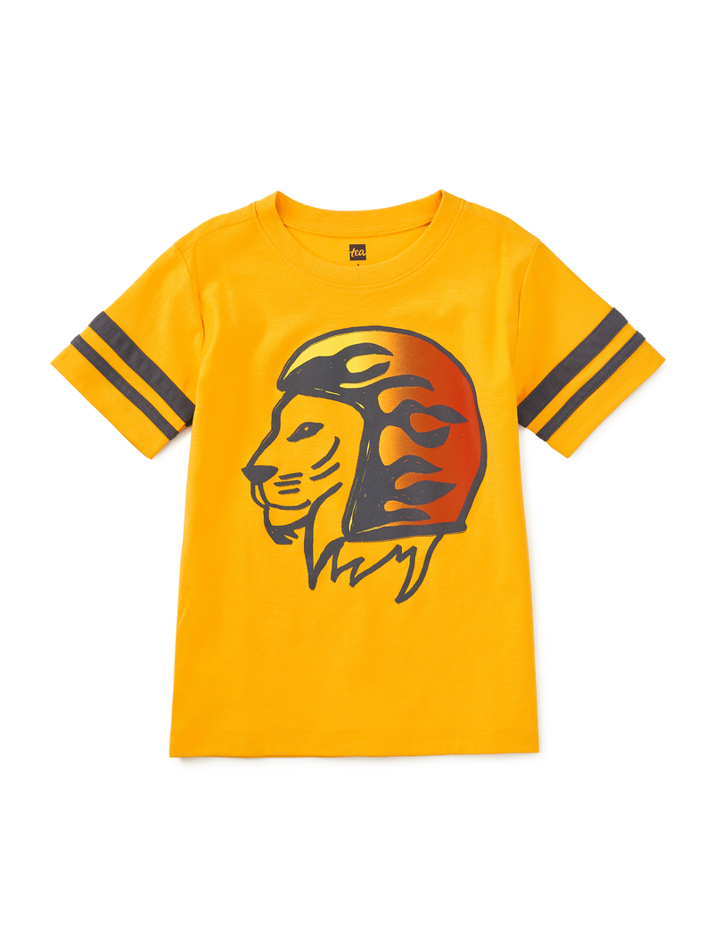Lion On The Fast Graphic Tee in Gold - View 1