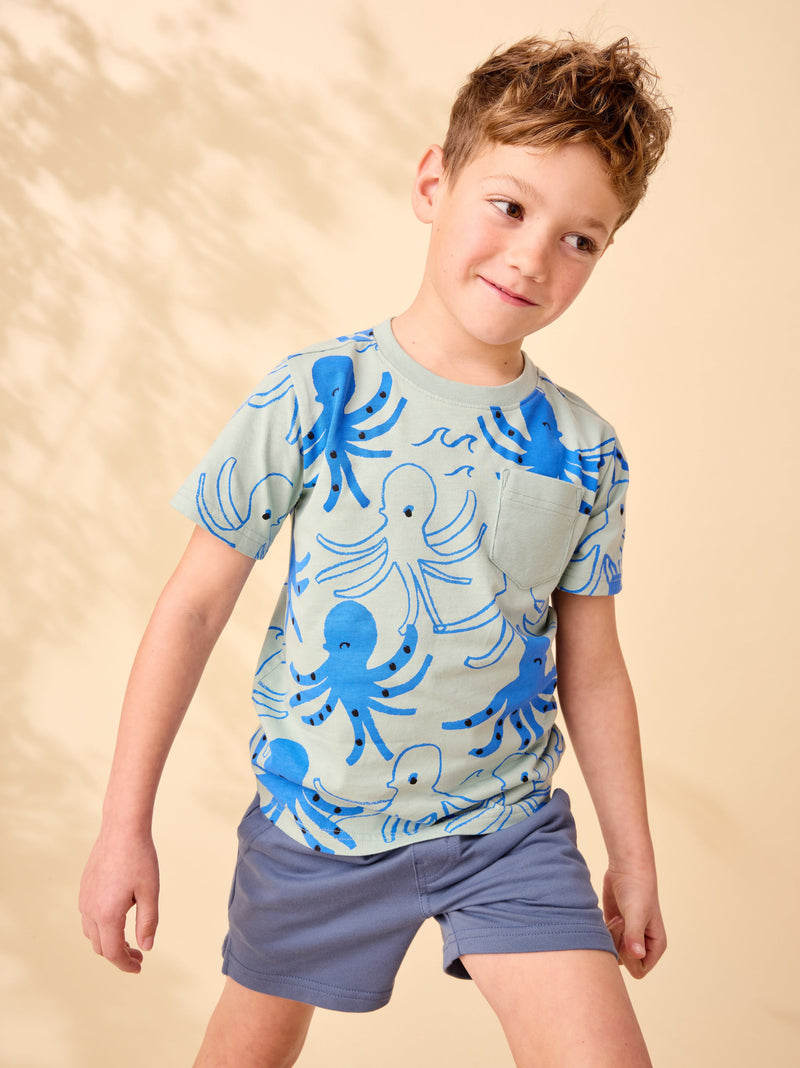 Printed Pocket Tee in Sketched Octopus - View 2