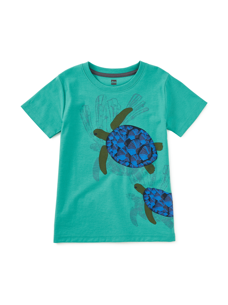 Turtles In Motion Graphic Tee in Glaze Blue - View 1