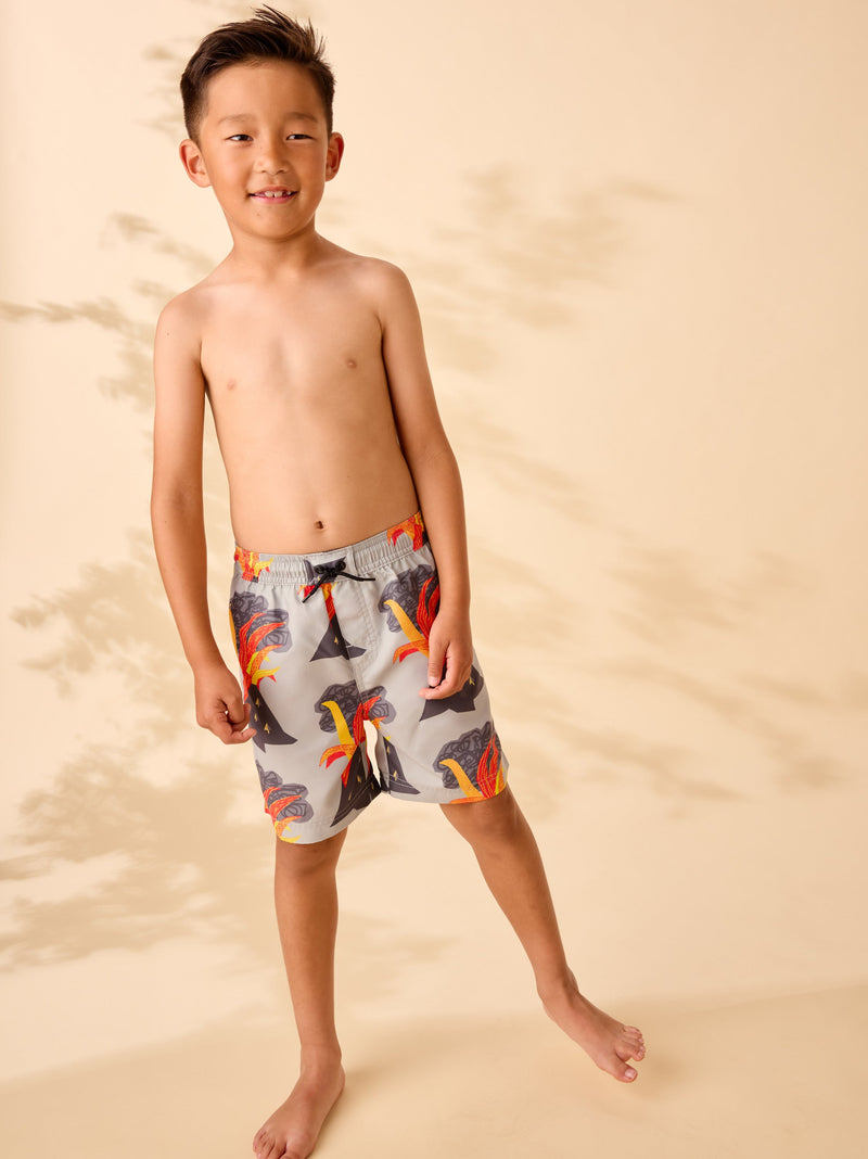 Mid-Length Swim Trunks in Volcano And Go - View 2