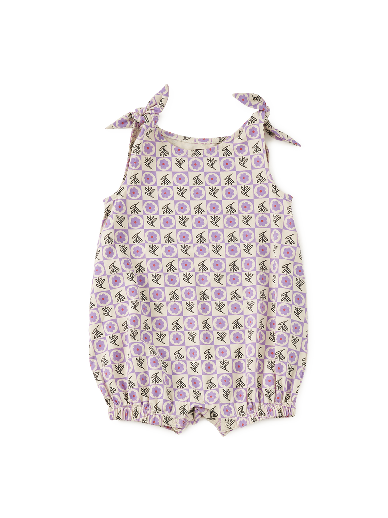 Tie Shoulder Baby Romper in Tile Floral - View 1