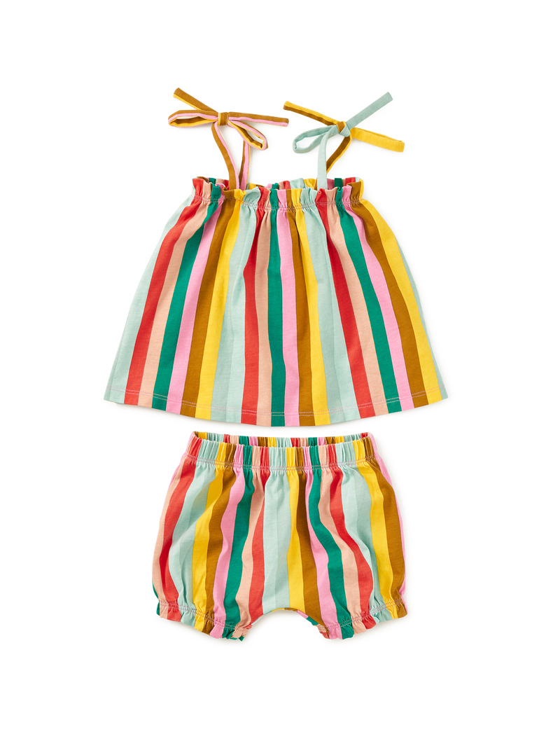 Tie Shoulder Baby Set in San Sebastian Stripe - View 1