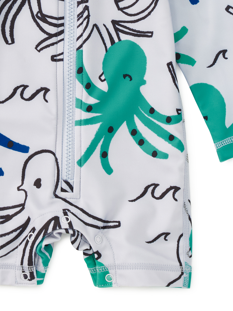 Rash Guard Baby Swimsuit in Sketched Octopus - View 2