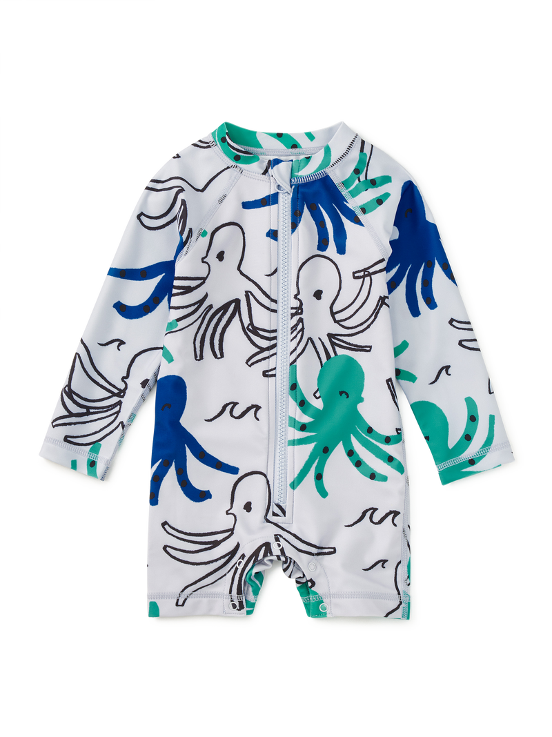 Rash Guard Baby Swimsuit in Sketched Octopus - View 1