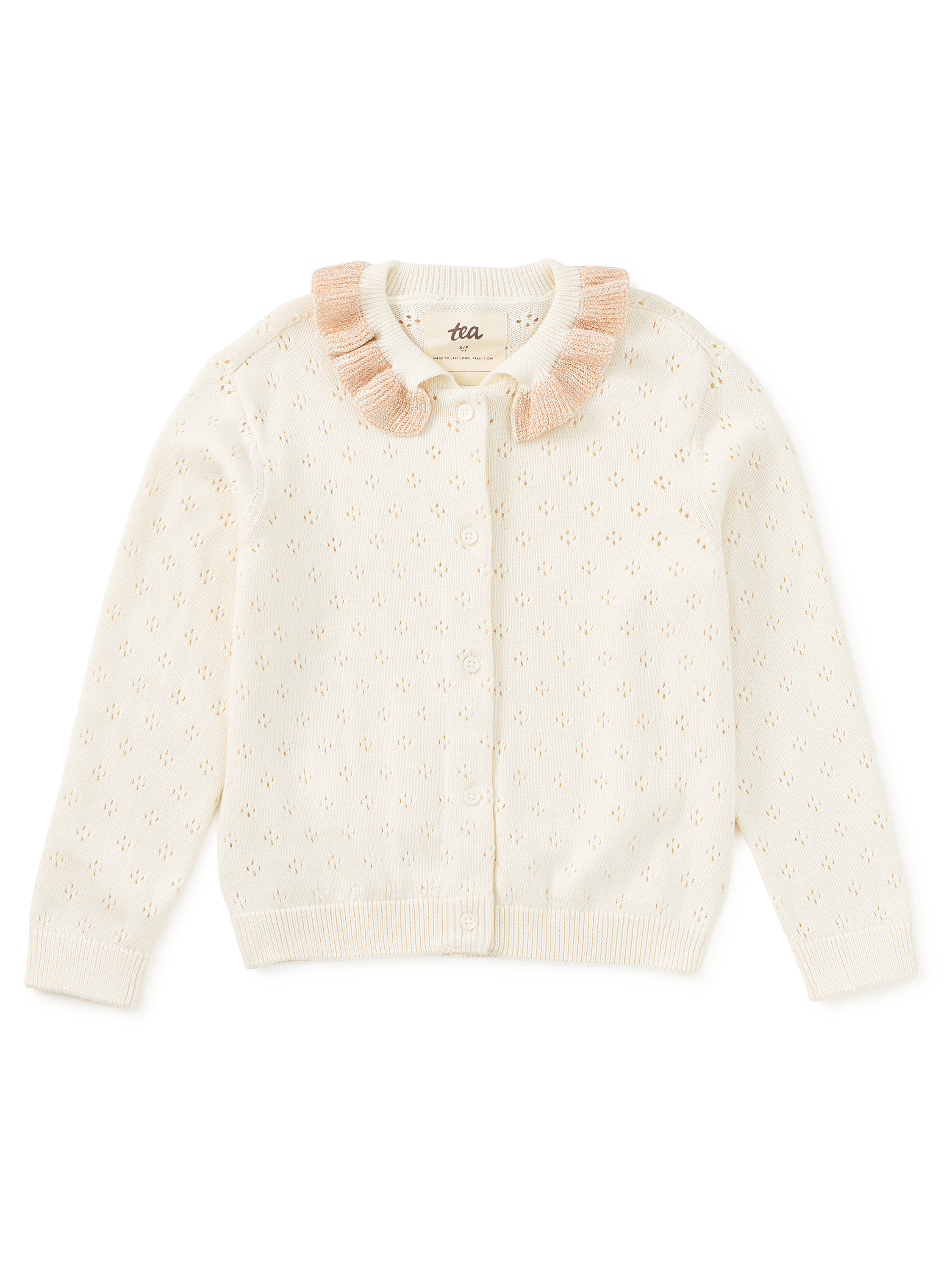 Collared Pointelle Cardigan