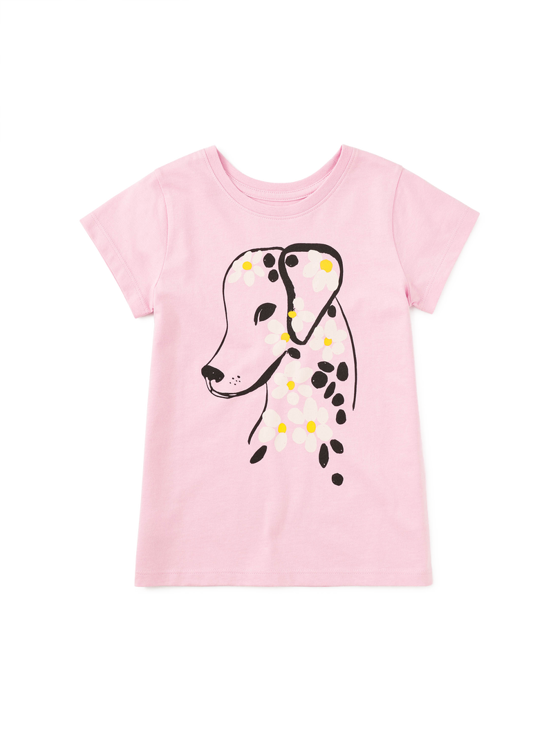 Flowery Dalmatian Graphic Tee in Honeysuckle Rose - View 1