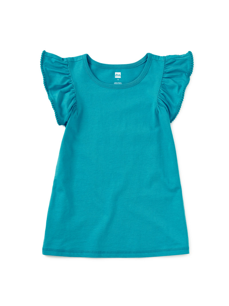 Pom-Pom Flutter Top in Bondi Blue - View 1