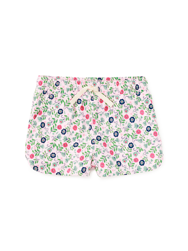 Tie Waist Shorts in Azulejos Florales - View 1