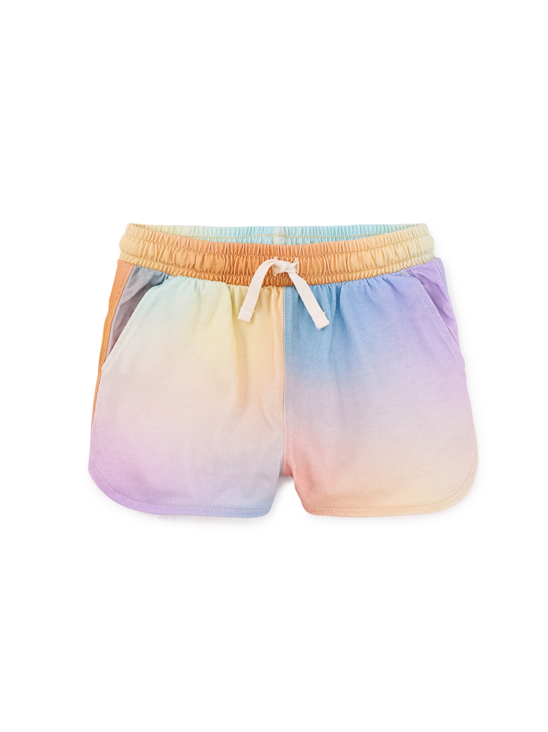 Tie Waist Shorts in Rainbow Gradient - View 1