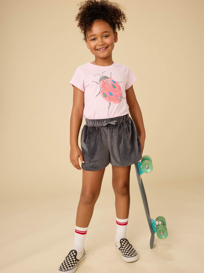 Comfy Velour Shorts in Pepper - View 2