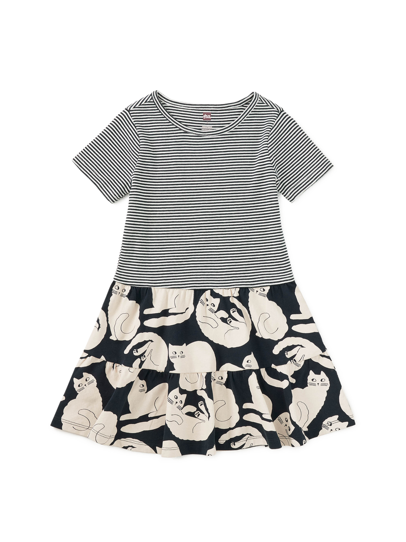 Tier Skirted Twirl Dress in Curious Cats - View 1