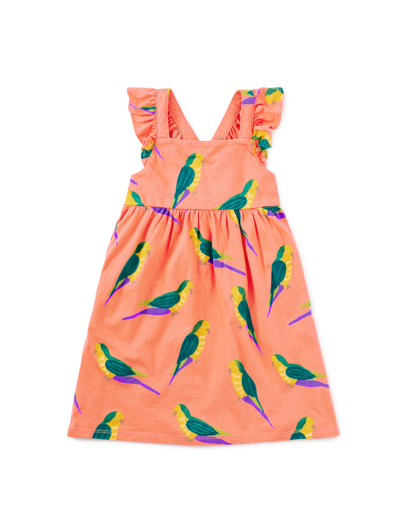 Ruffle Strap Dress in Monk Parakeet - View 1