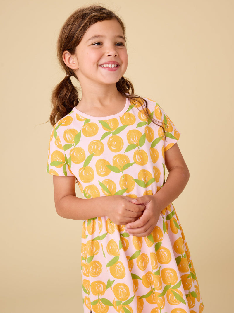 Short Sleeve Twirl Dress in Valencia Orange - View 2