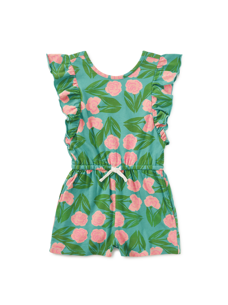 Flutter Sleeve Romper in Carnation Floral - View 1