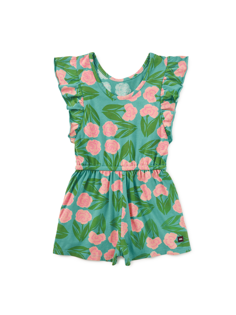 Flutter Sleeve Romper in Carnation Floral - View 2