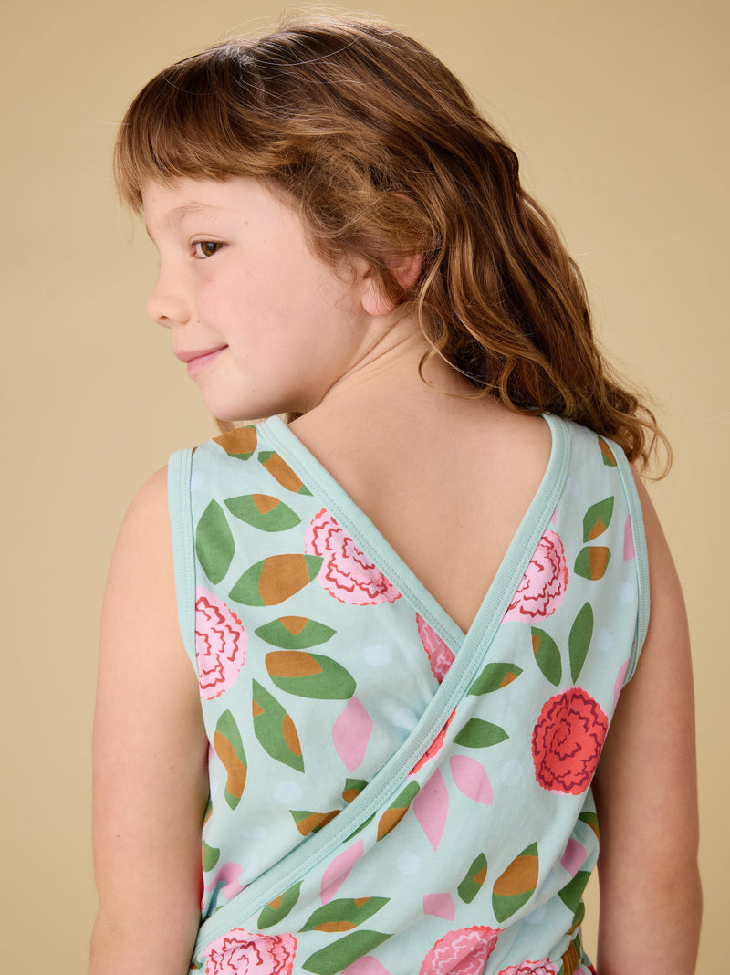 Reversible Wrap Romper in Spinning Carnations - View 2