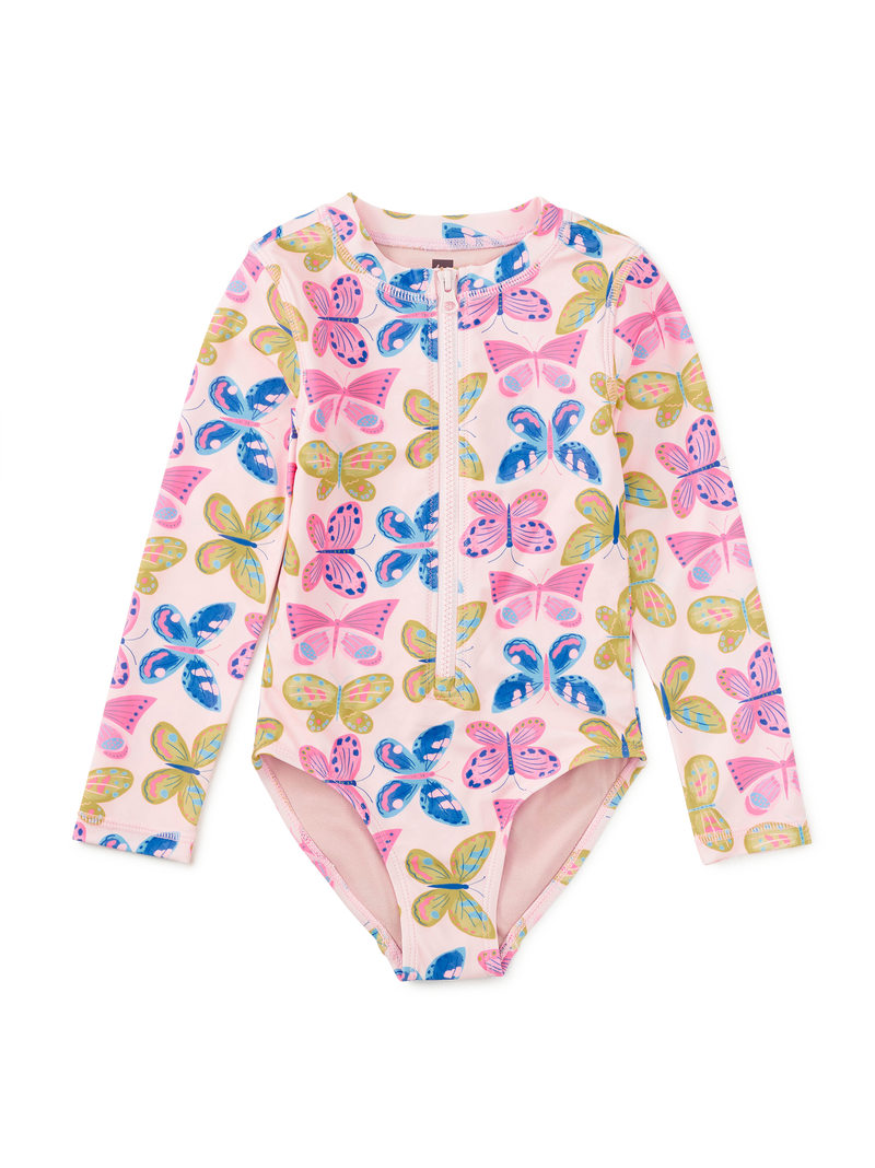 Long Sleeve One-Piece Swimsuit in Flutter Fiesta - View 1