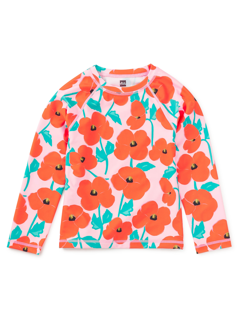 Long Sleeve Rash Guard in Poppy Poppies - View 1