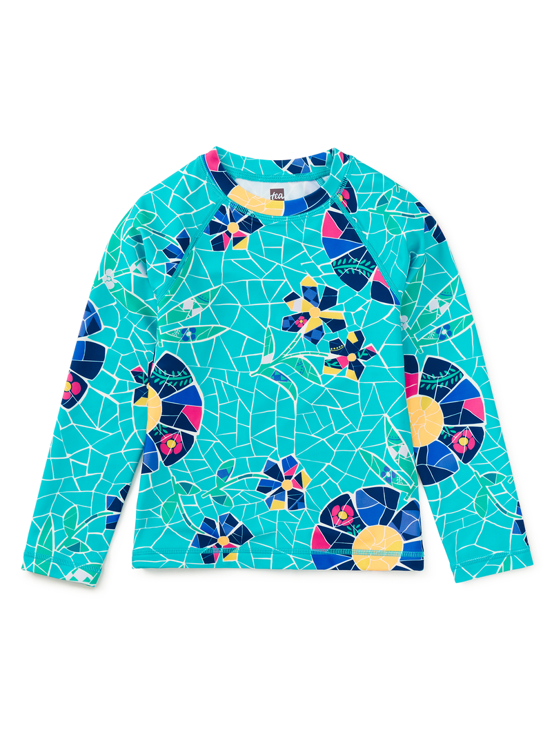 Long Sleeve Rash Guard in Mosaic Floral - View 1
