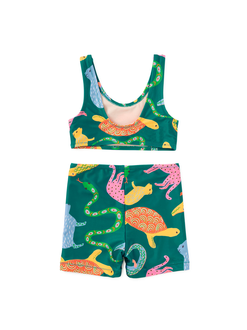 Tankini And Board Shorts Swim Set in Brazilian Folk Animals - View 2