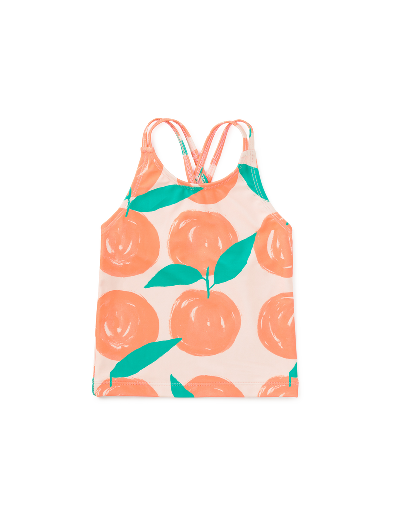 Cross Back Tankini Top in Valencia Orange - View 1