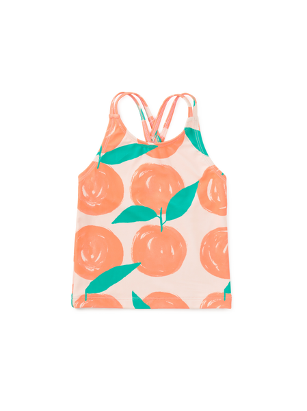 Girl Valencia Orange Cross Back Tankini Top | Tea Collection
