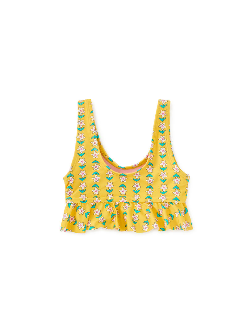 Ruffle Tankini Swim Top in Vintage Floral Tile - View 2