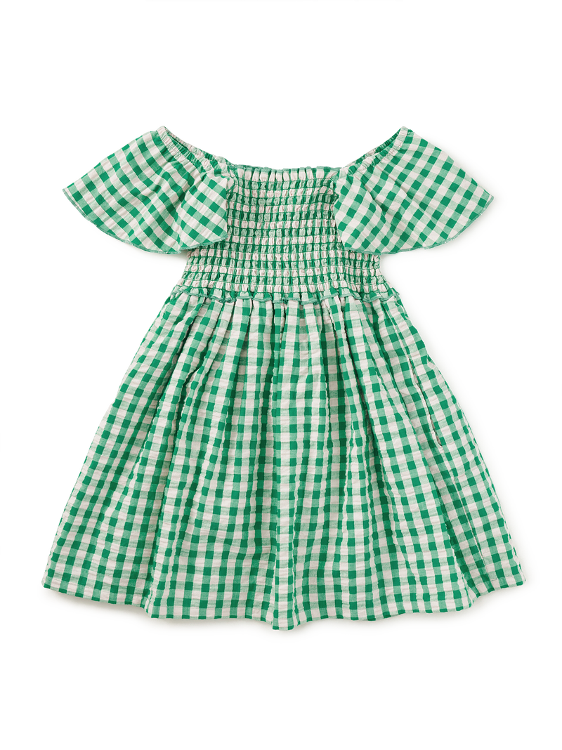 Flutter Sleeve Smocked Dress in Garden Party Check - View 1