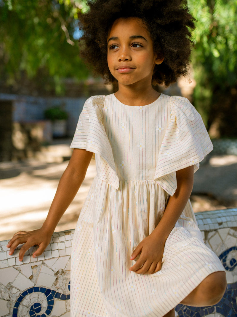 Butterfly Sleeve Twirl Dress in Floral Stripe - View 2