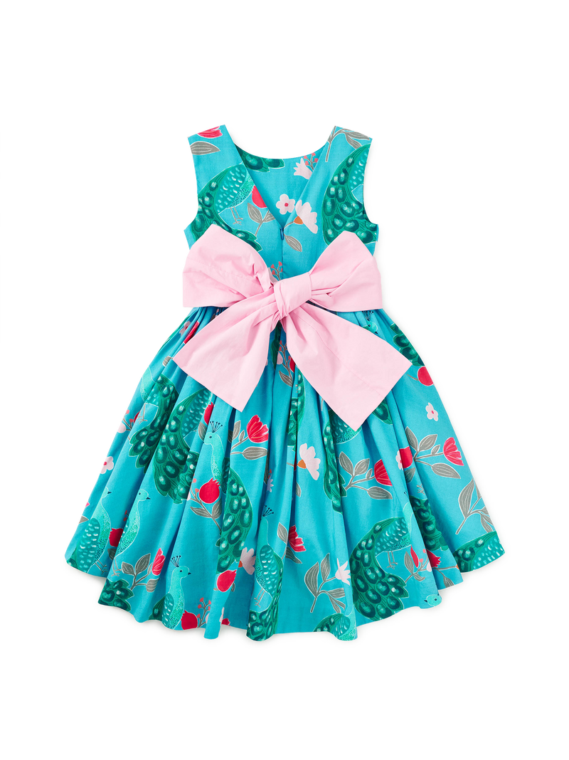 Sleeveless Hi-Lo Sash Dress in Peacock Floral - View 2