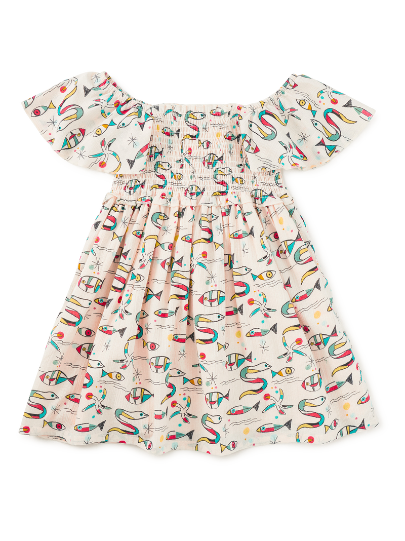 Flutter Sleeve Smocked Dress in Mar De Miro - View 2