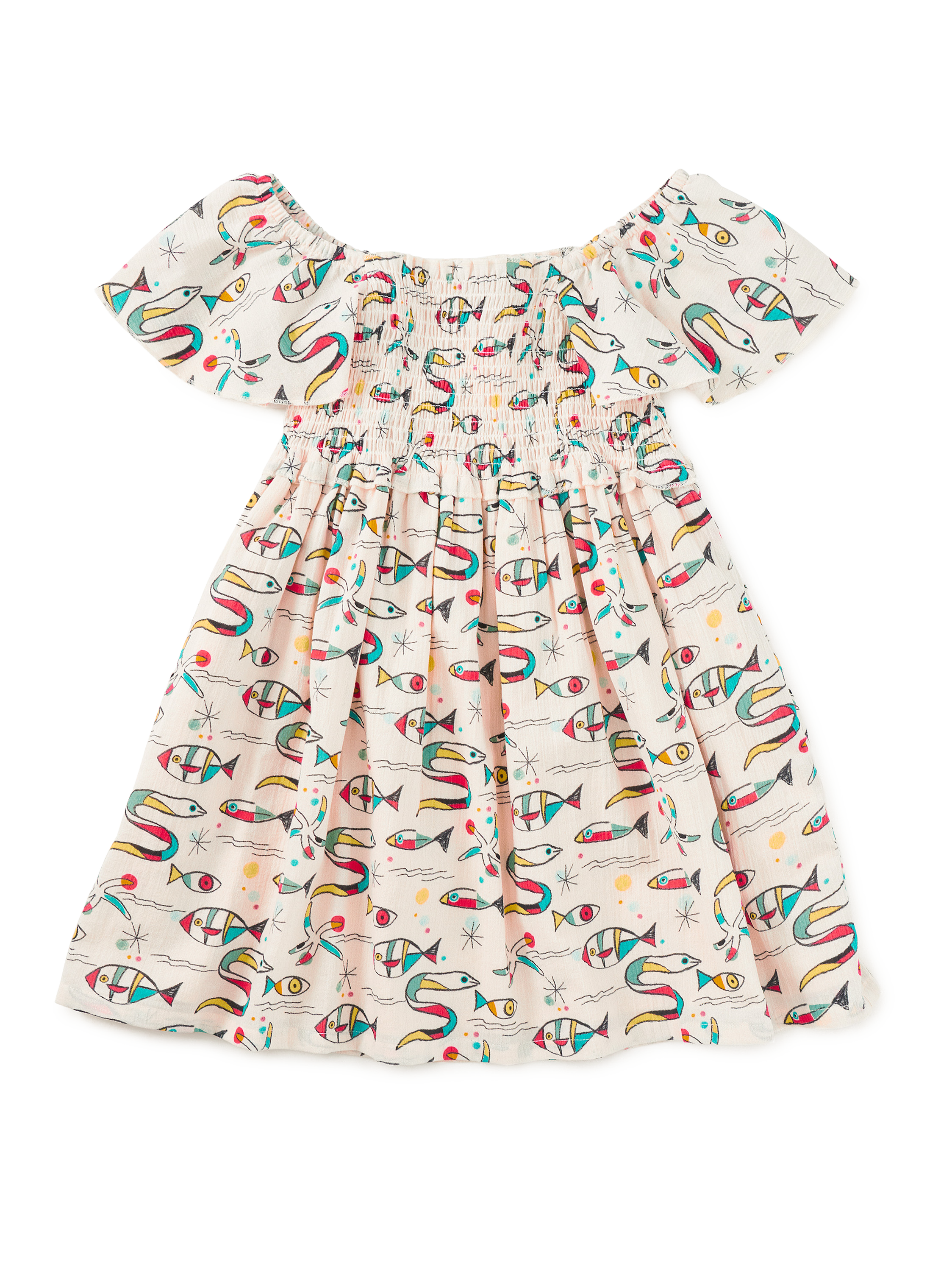 Flutter Sleeve Smocked Dress
