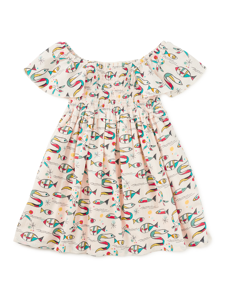 Flutter Sleeve Smocked Dress in Mar De Miro - View 1