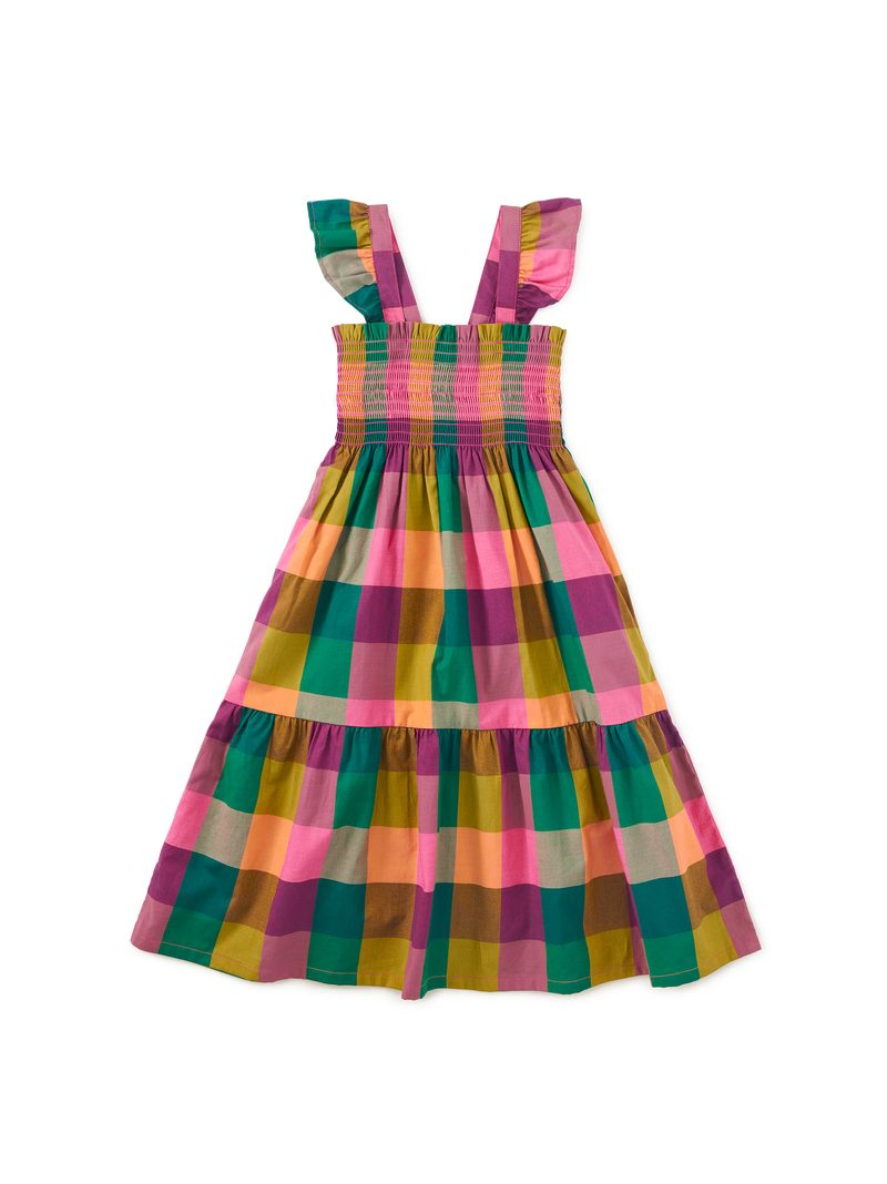 Smocked Flutter Sleeve Dress in Barcelona Plaid - View 1