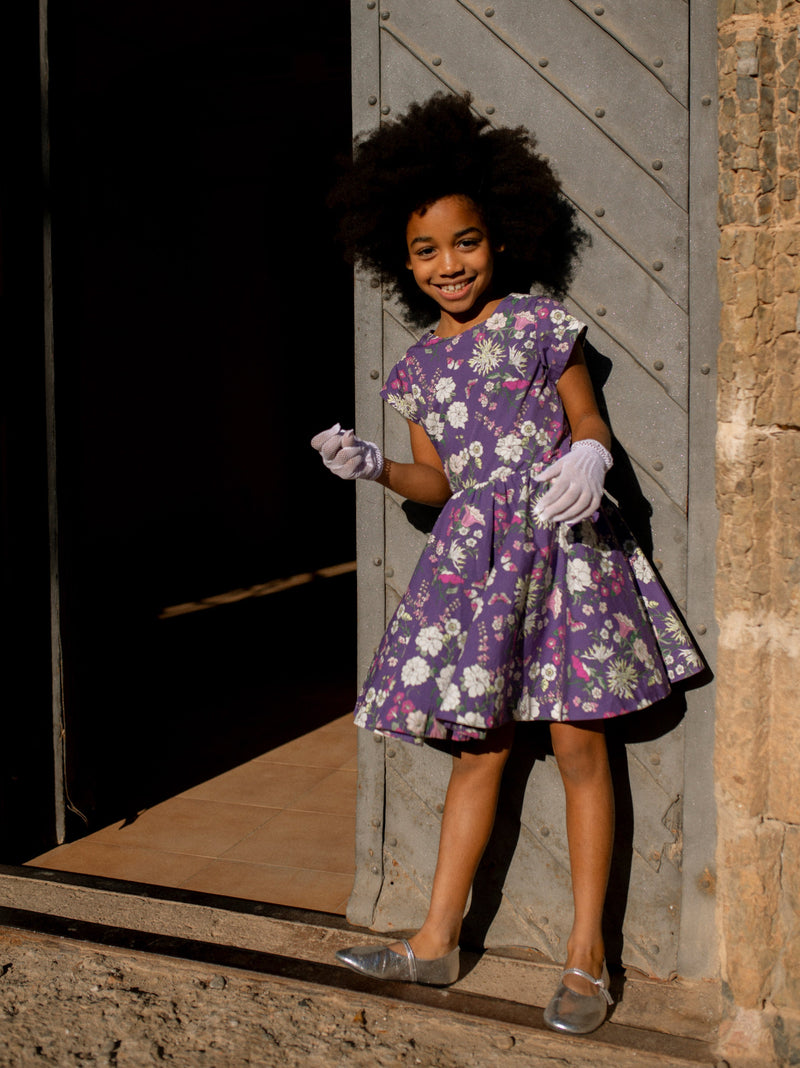 Button Back Skirted Dress in Portuguese Floral - View 2