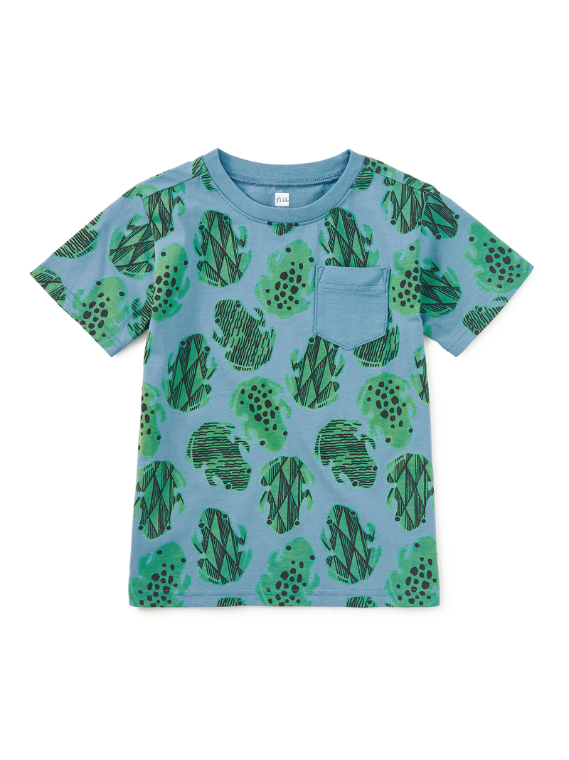 Printed Pocket Tee in Hopalong Frogs - View 1