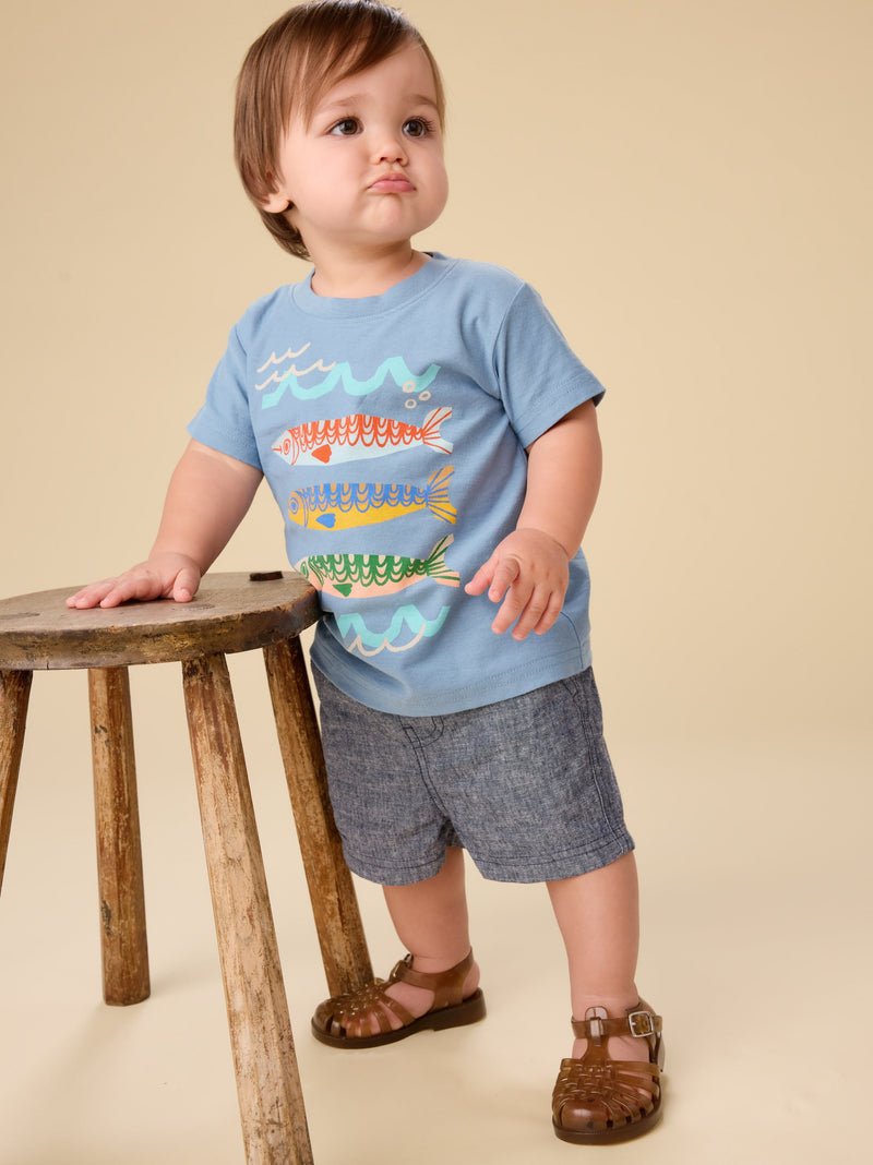 Sardinas Del Sur Graphic Tee in Blue Tide - View 2