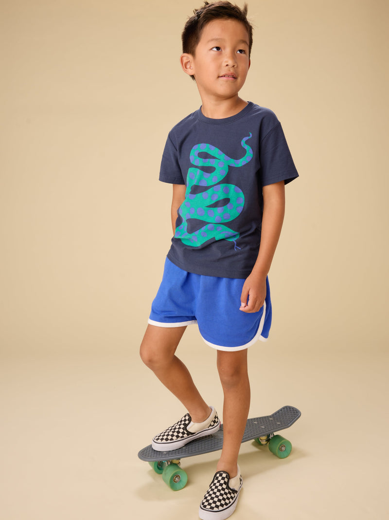 Spotted Snake Graphic Tee in Indigo - View 2