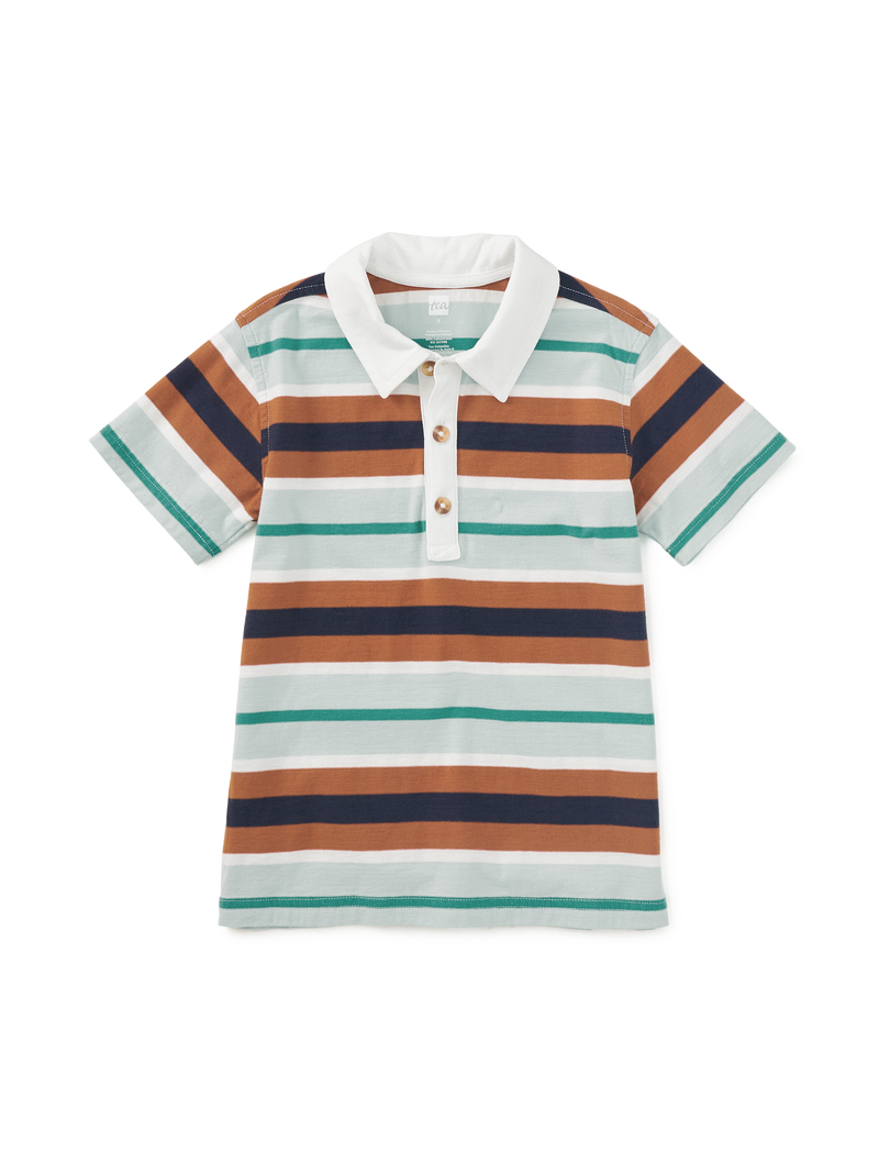 Striped Polo Top in Mineral - View 1