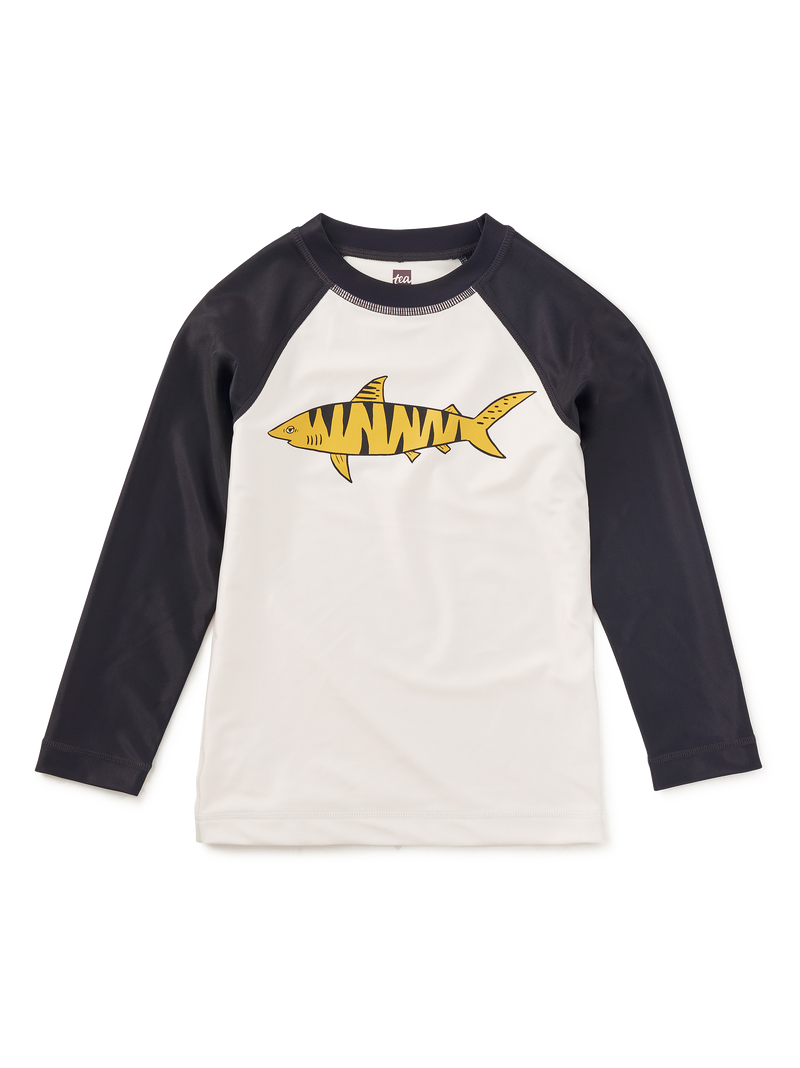 Long Sleeve Graphic Rash Guard in Chalk - View 1