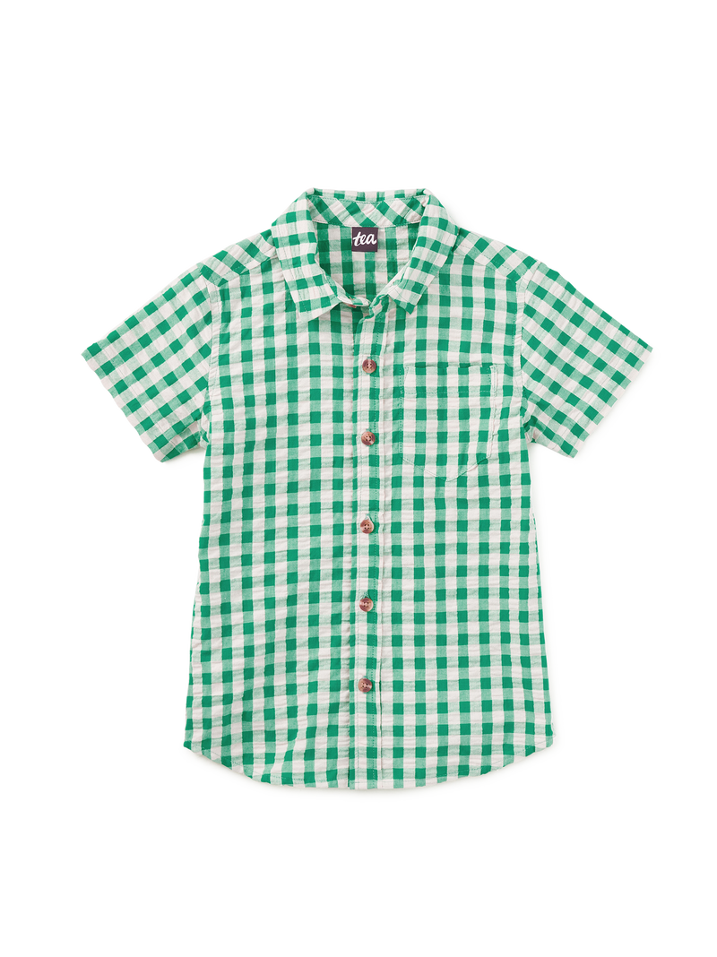 Plaid Button Up Woven Shirt in Garden Party Check - View 1