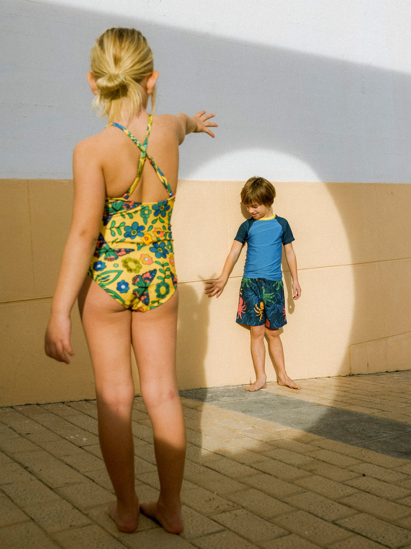 Mid-Length Swim Trunks in Sketched Octopus - View 2