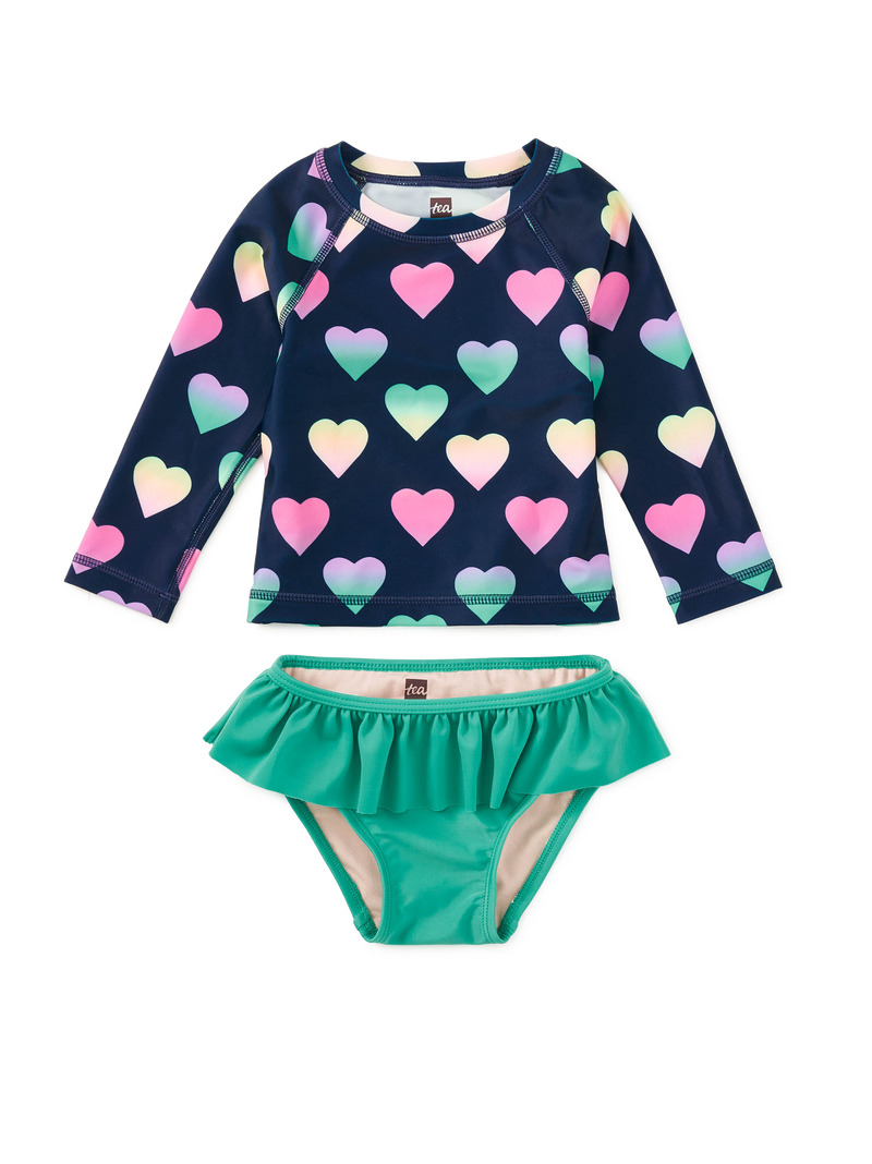 Rash Guard Baby Swim Set in Ombre Hearts - View 1