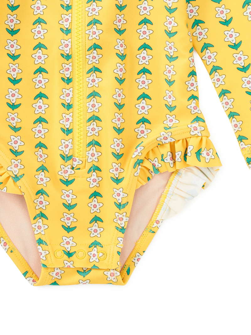 Rash Guard Baby Swimsuit in Vintage Floral Tile - View 2