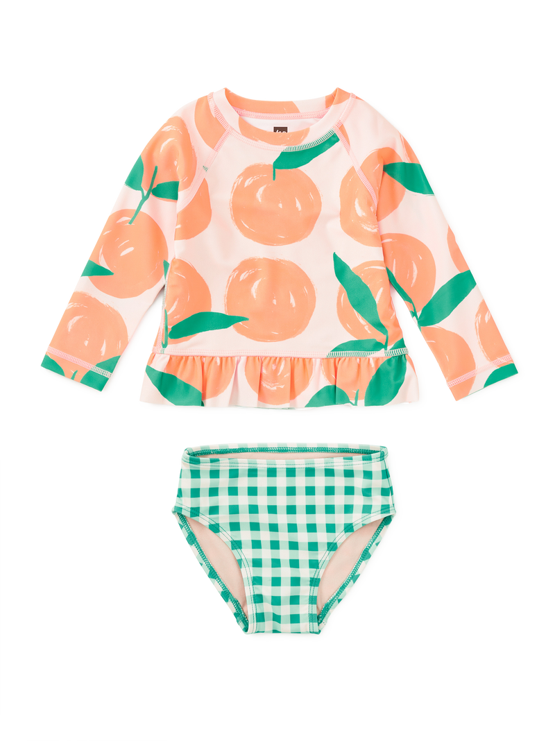 Rash Guard Baby Swim Set in Valencia Orange - View 1