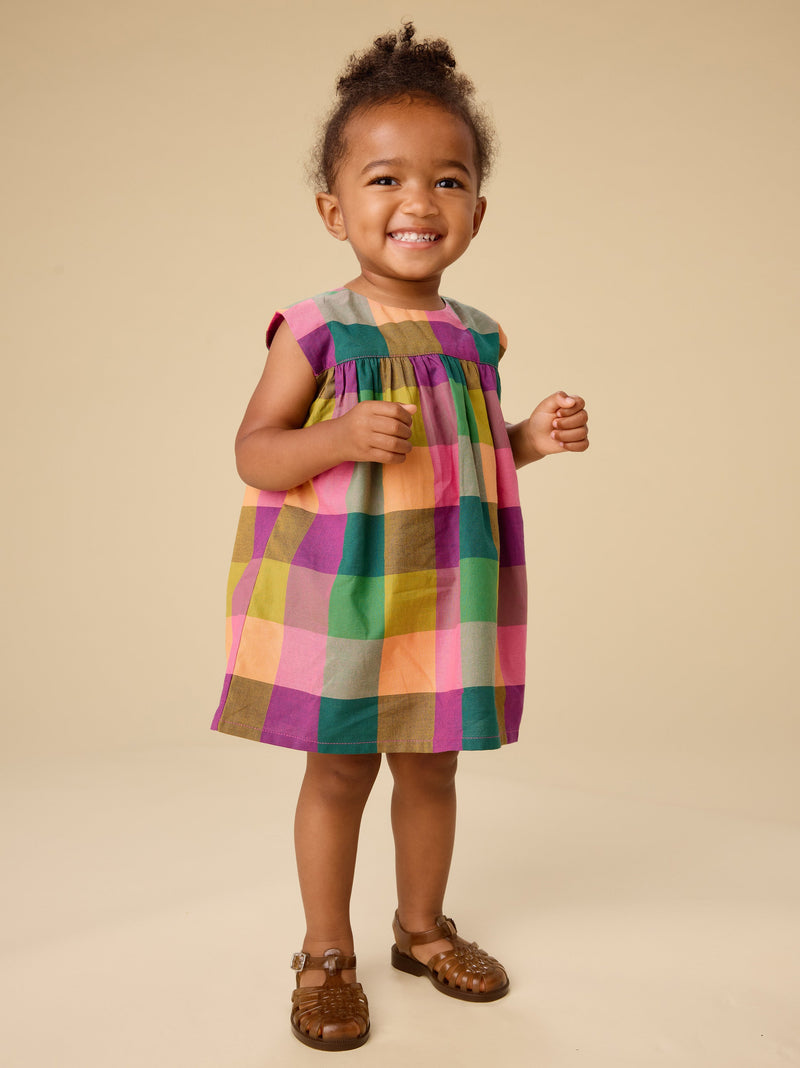 Printed Empire Baby Dress Set in Barcelona Plaid - View 2