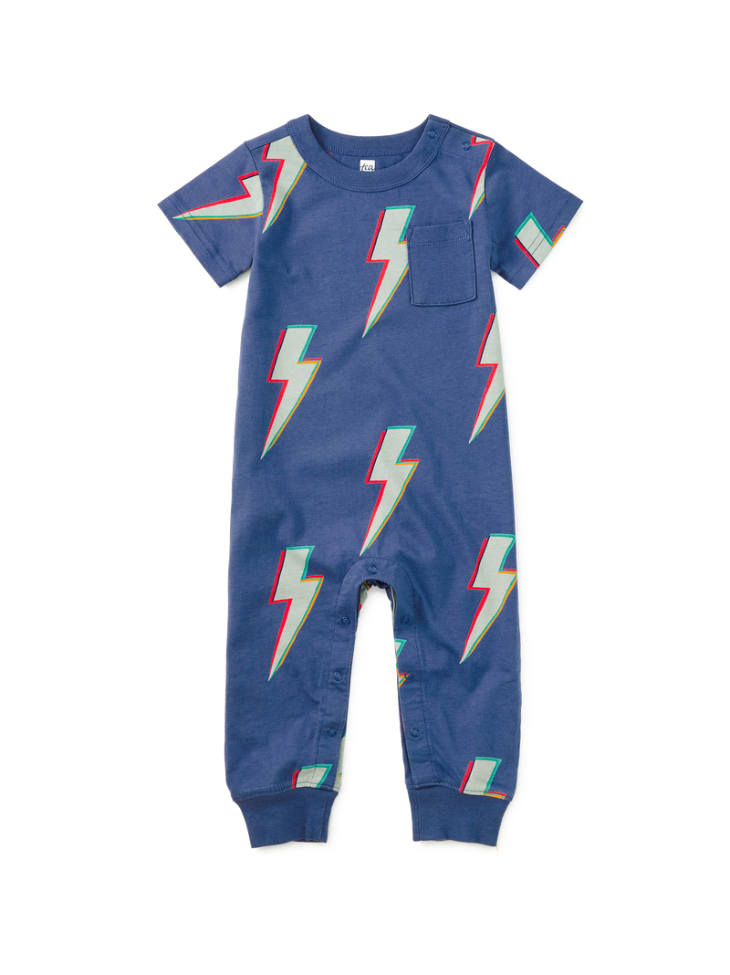 Pocket Baby Romper in Lightning Bolts - View 1