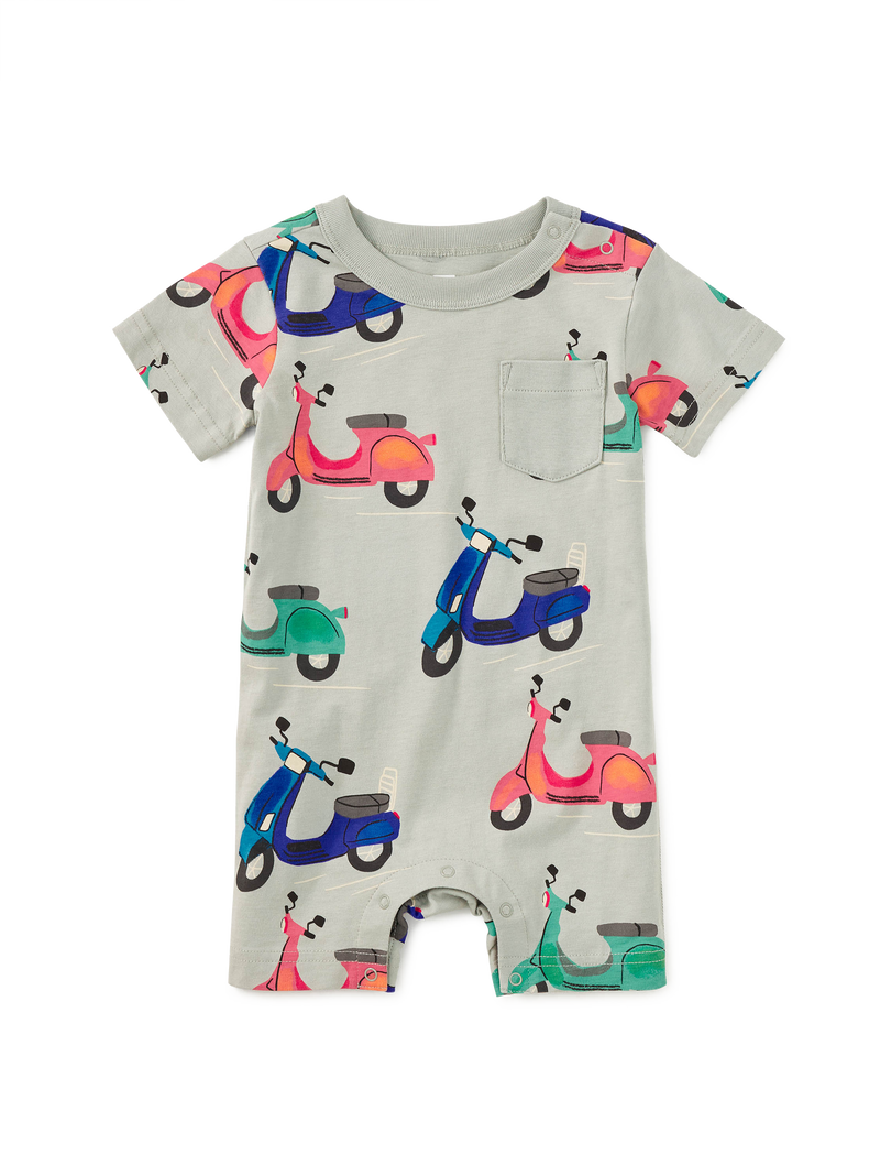 Pocket Shortie Baby Romper in Zoom Zoom España - View 1