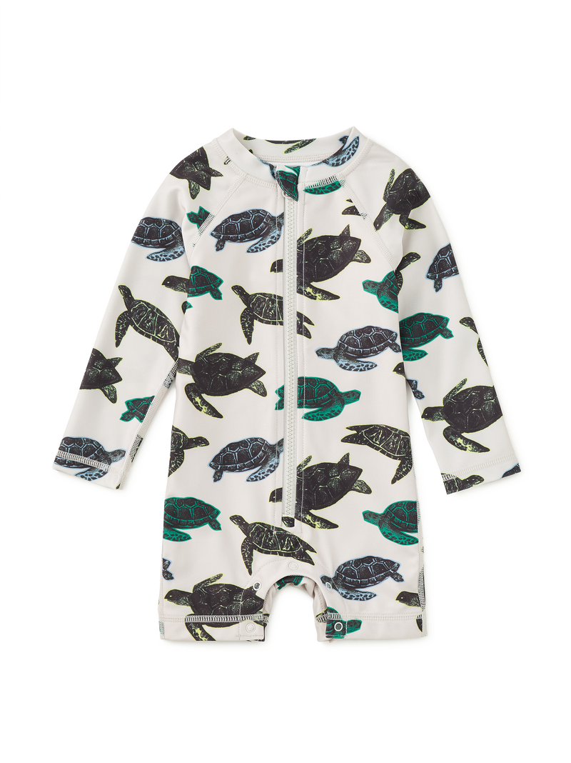 Rash Guard Baby Swimsuit in Pop Turtles - View 1