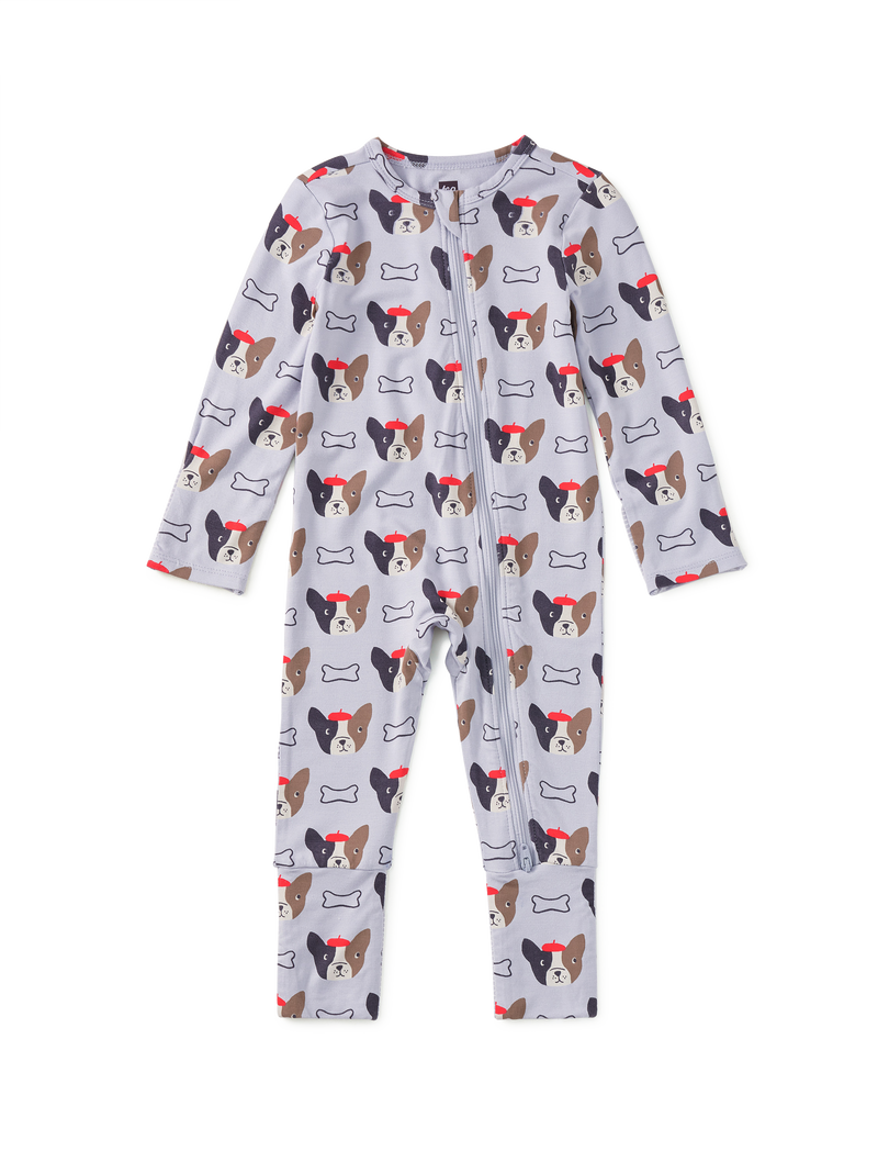 New Footed Baby Romper in French Bulldog - View 1